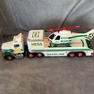 Hess Toy Truck and Helicopter - Green, White, and Red